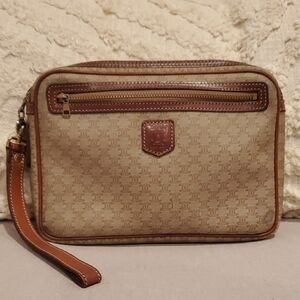 Celine Tan and Brown Wristlet Bag